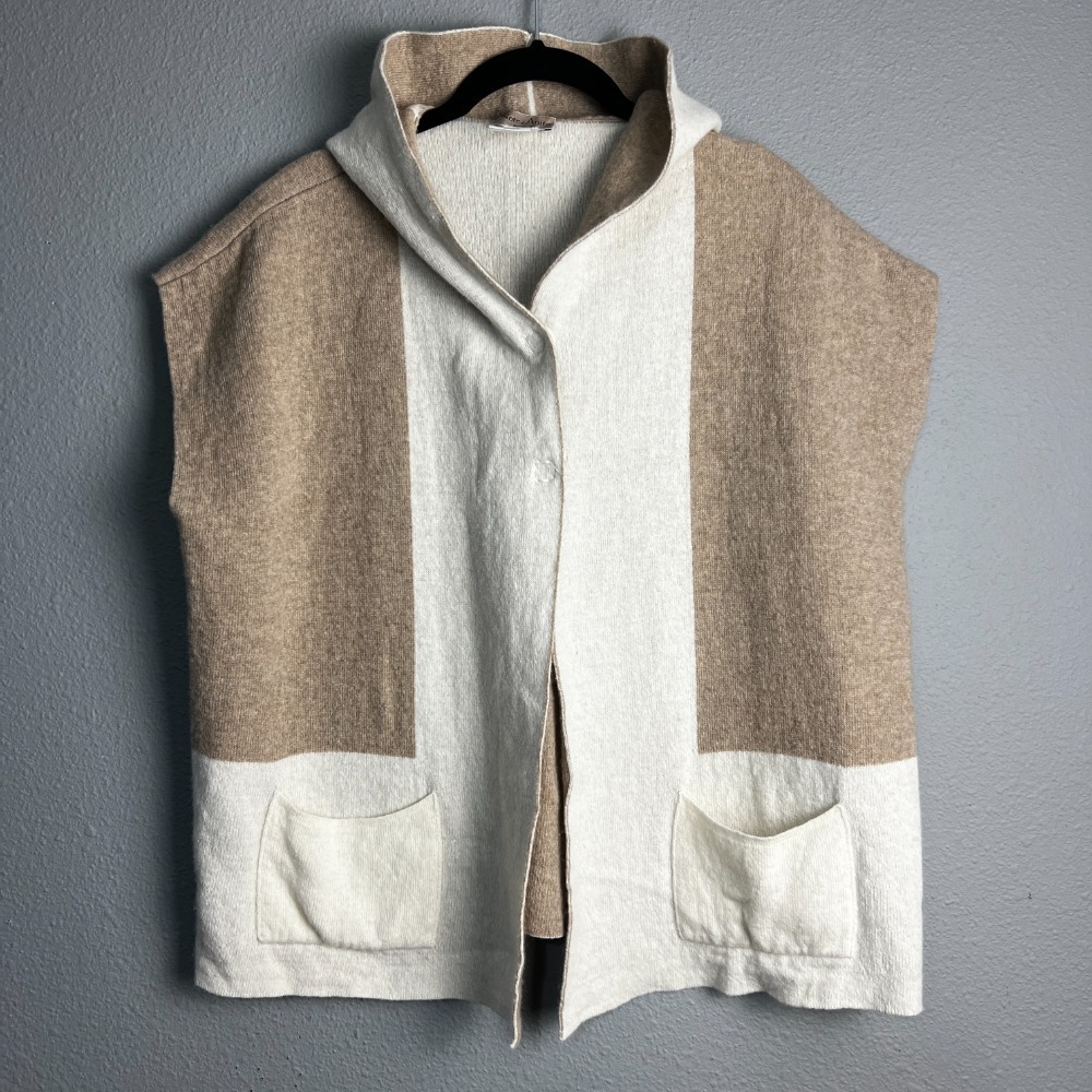 Note di Anita Italian Hooded Sweater Vest Sleeveless Cardigan Pockets One Size‎